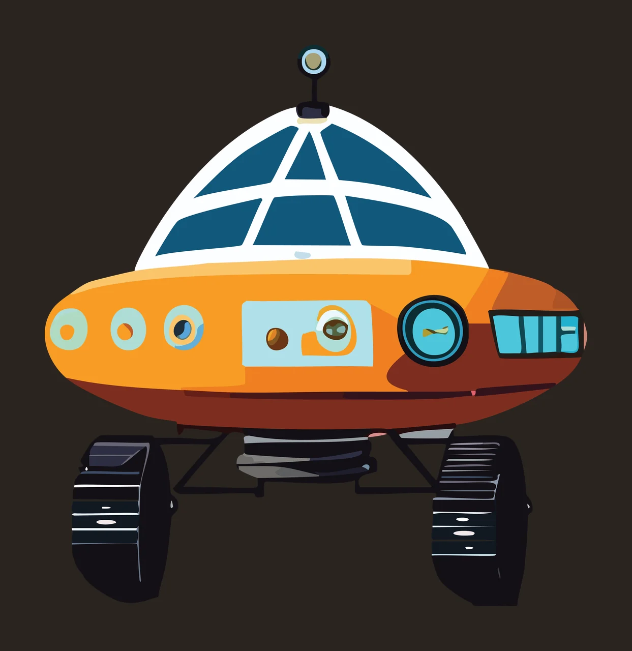 Space Rover Silhouette On White Background exploring wheels contrast preview thumbnail