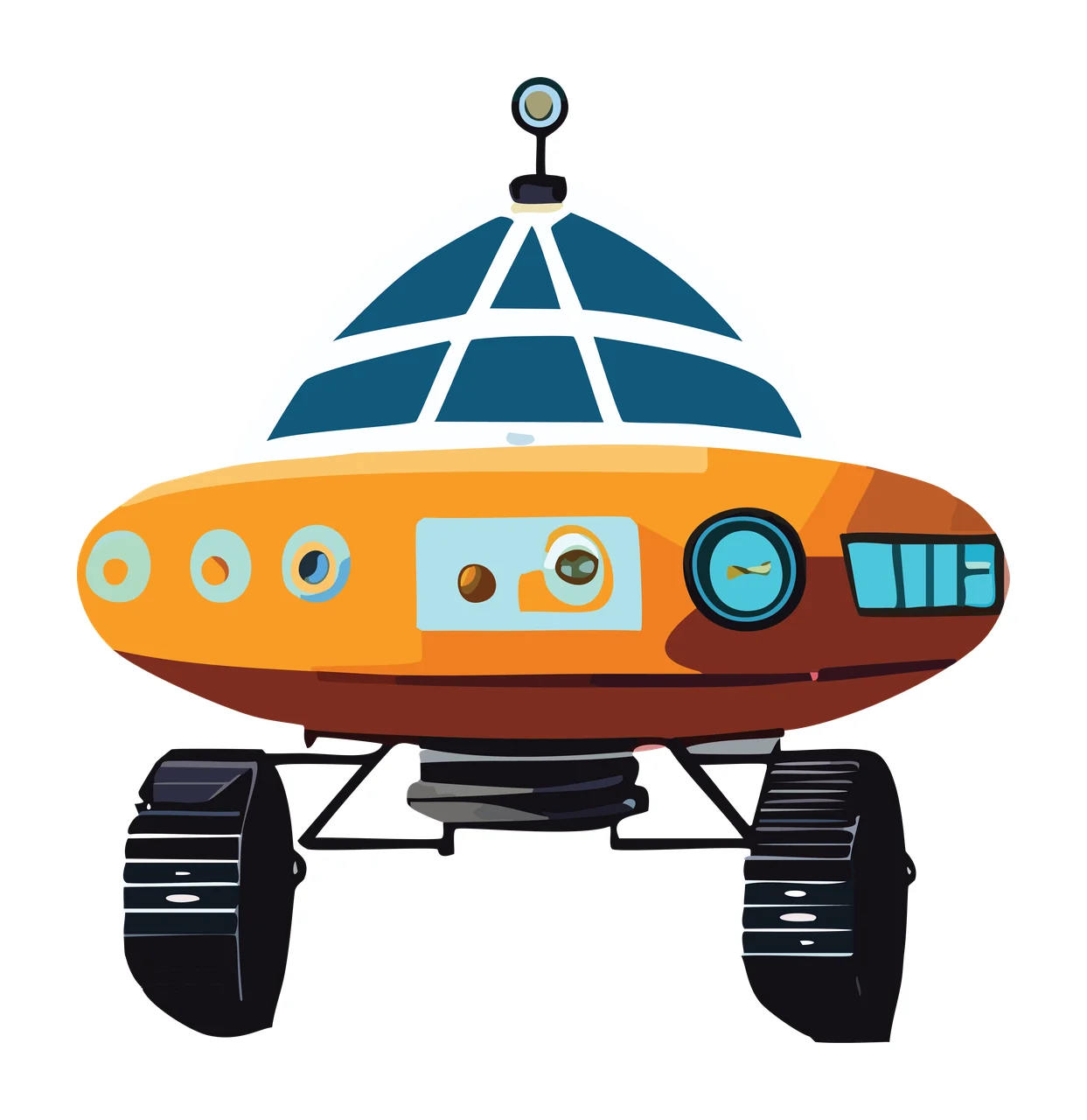 Space Rover Silhouette On White Background exploring wheels