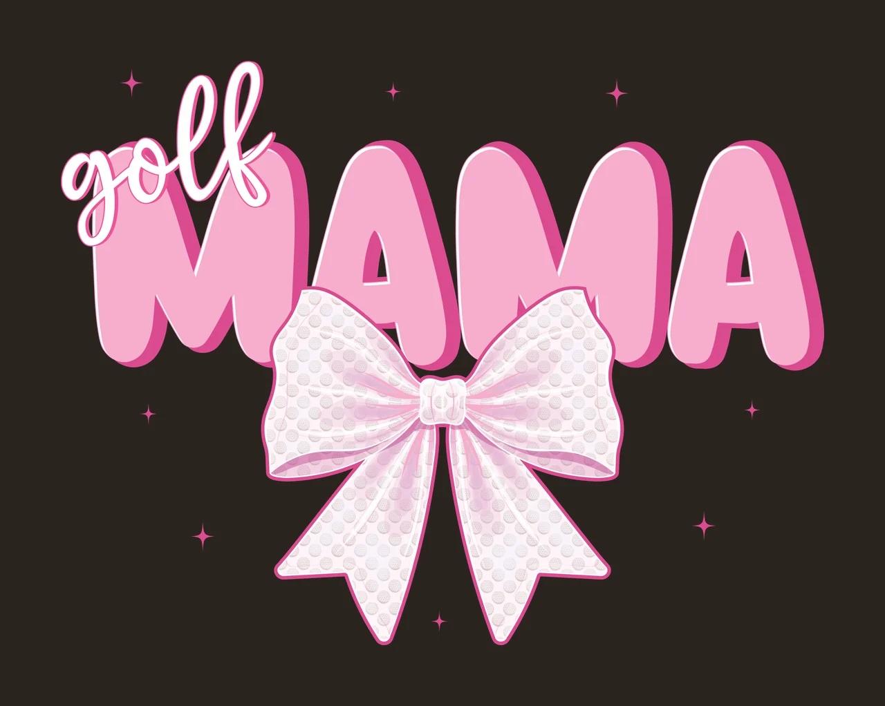 Golf Bow Golf Mama Black Text Graphic Reading stars white typography contrast preview thumbnail