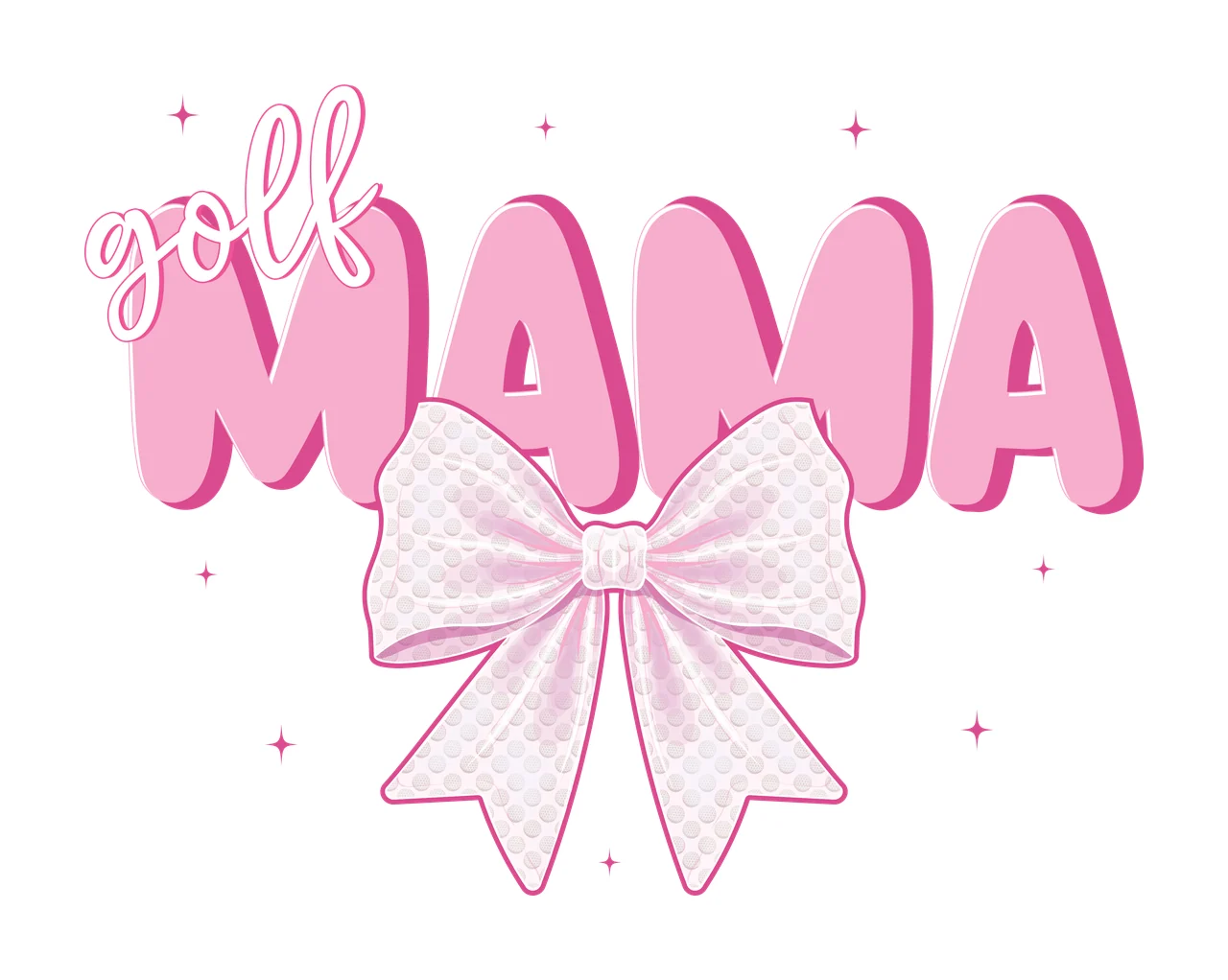 Golf Bow Golf Mama Black Text Graphic Reading stars white typography