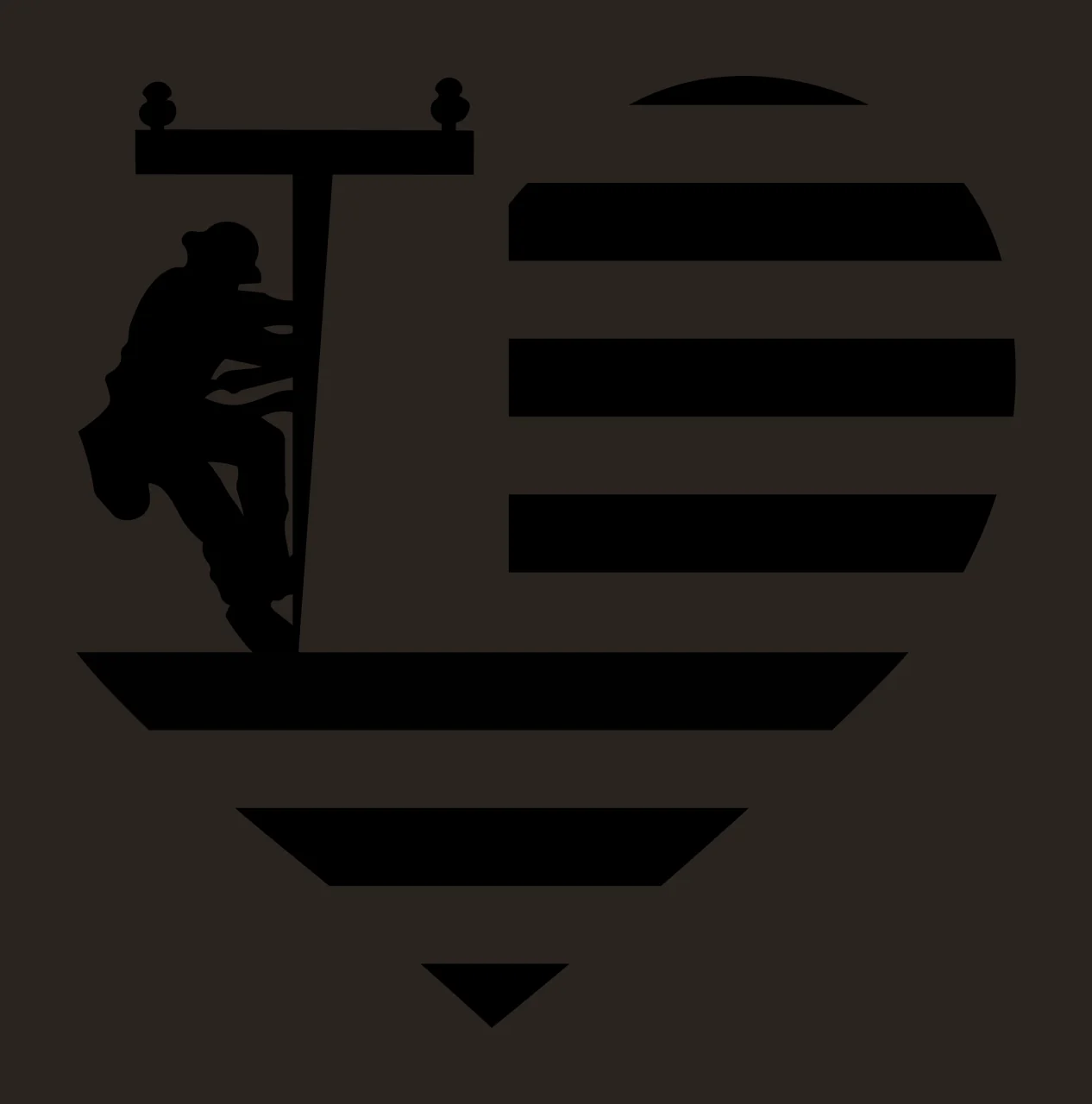 Silhouette Design of utility lineman with utility worker, power pole, hardhat and tool pouch in black and white contrast preview thumbnail