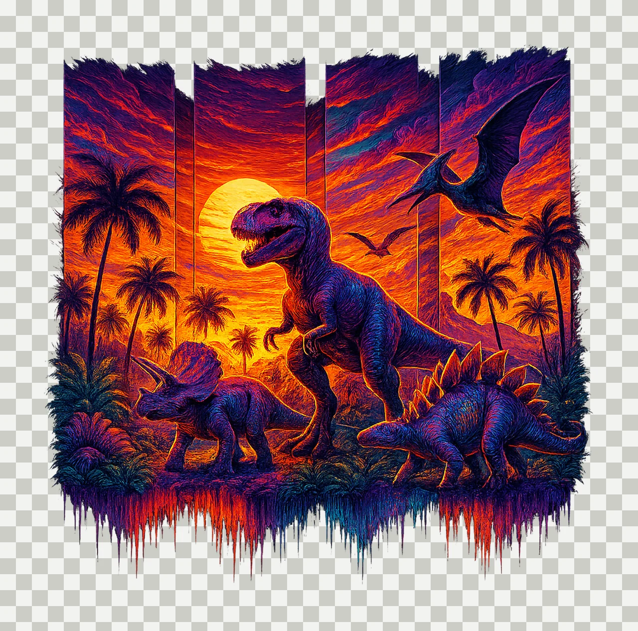 Colorful dinosaur rex shirt design boys shirt sublimation transparency and detail preview thumbnail