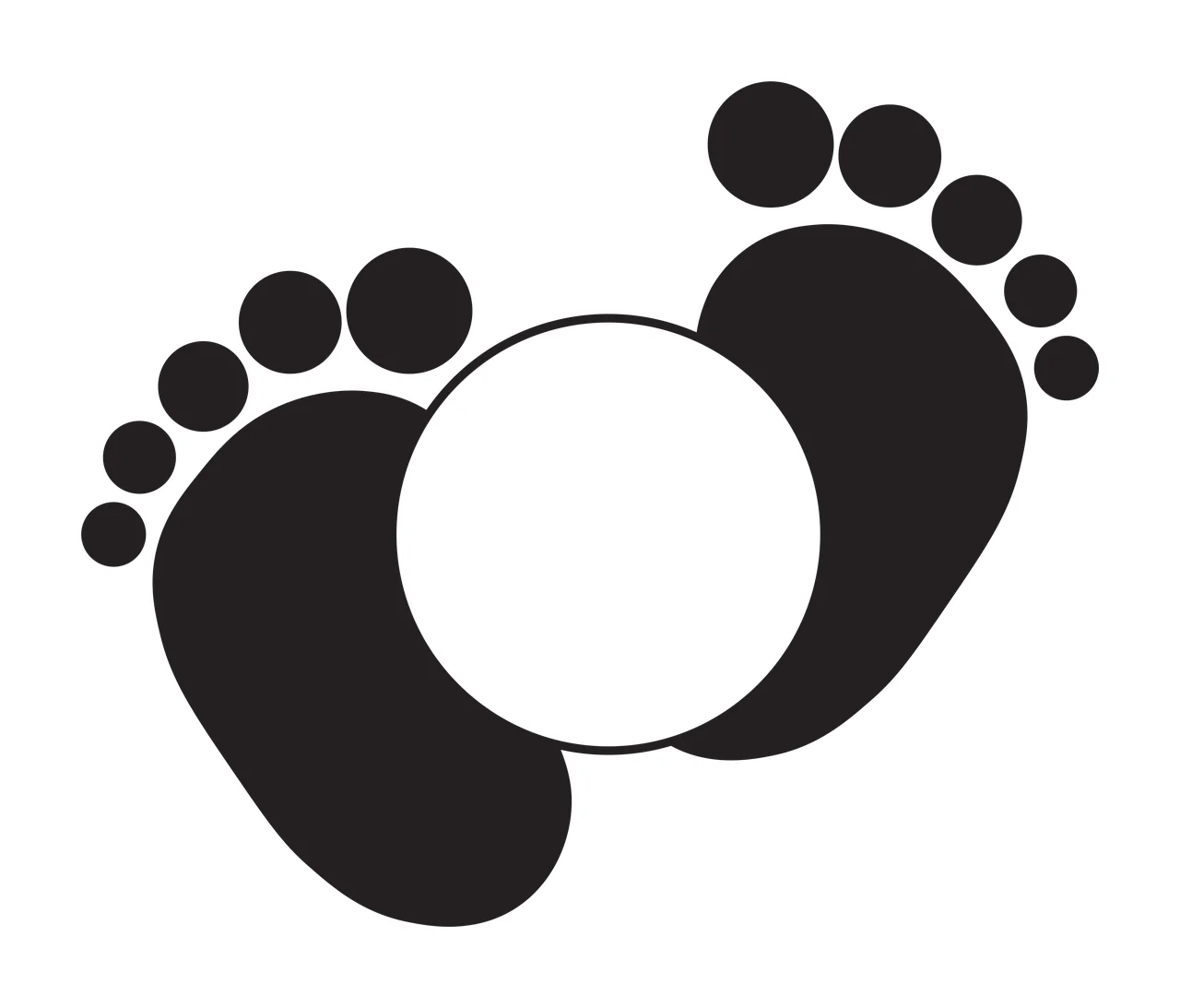 Feet Black Baby Footprint Circle Icon footprints frame silhouette