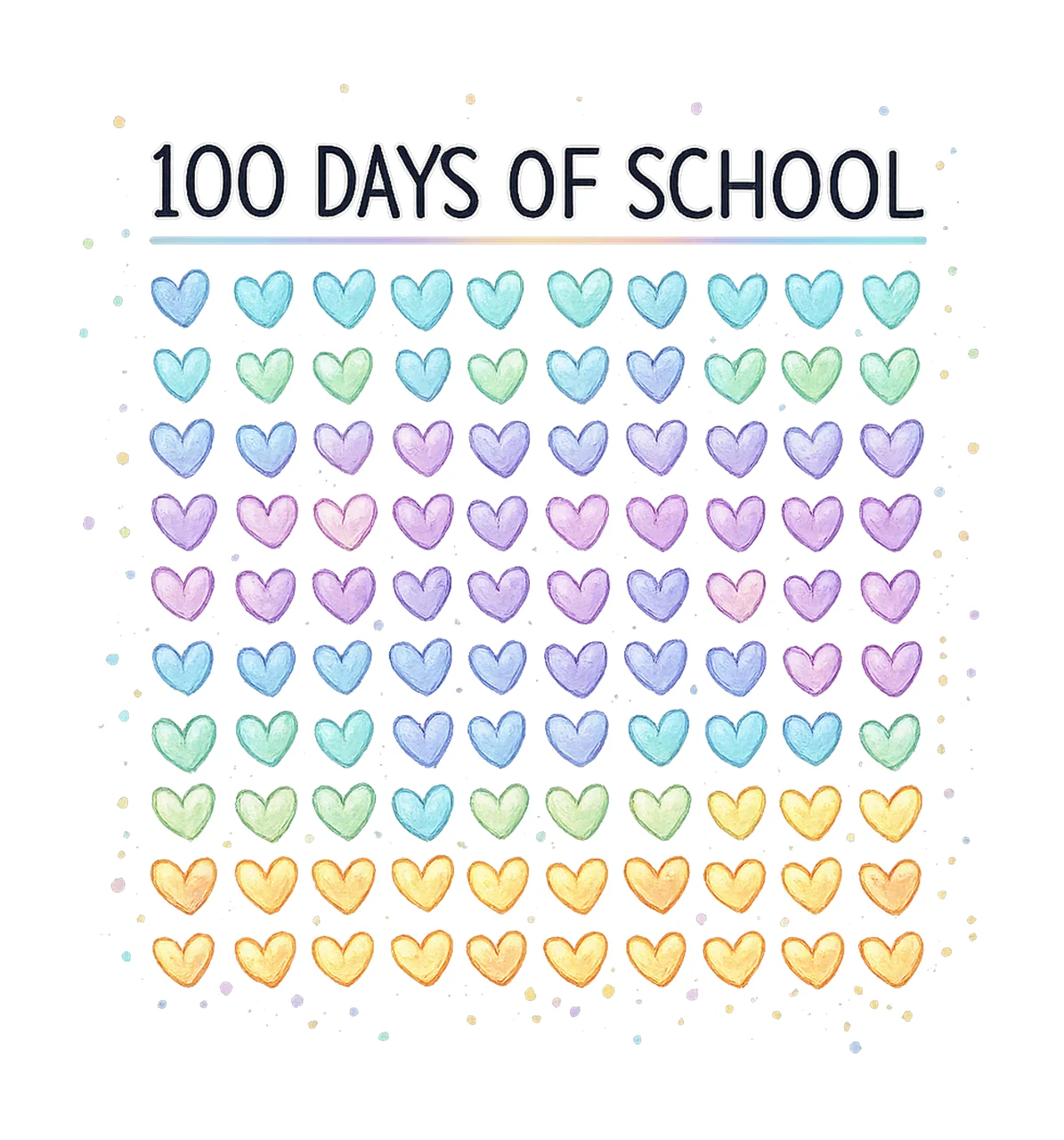 100 Days Of School Hearts Cute Hearts Shirt Design 100th Day