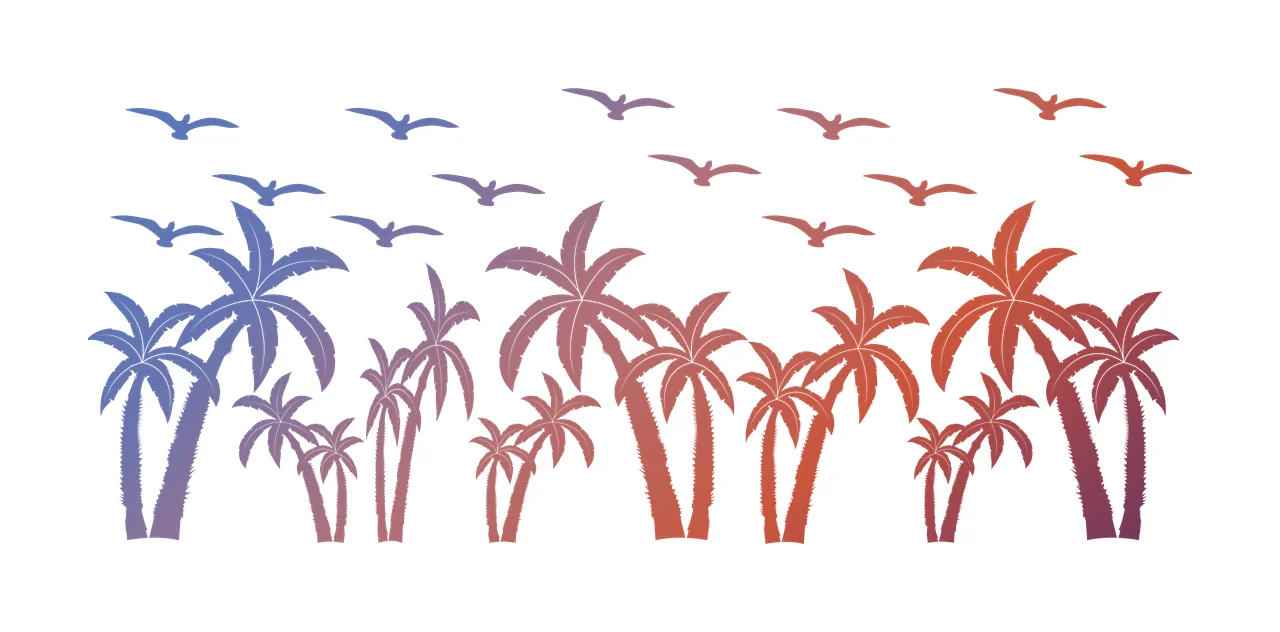 Can Glass Wrap Birds Flying Over Palm Trees tree bird silhouette