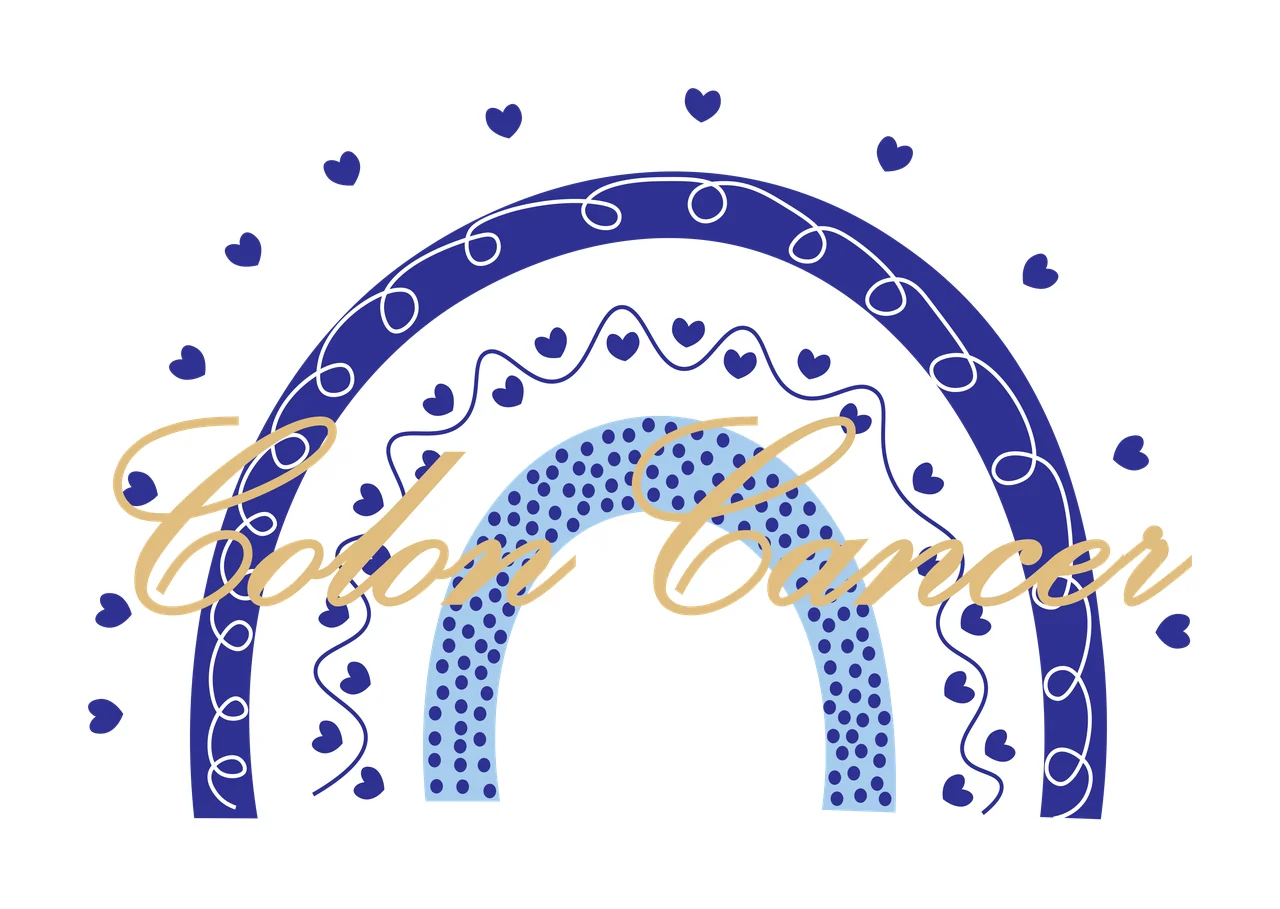 Rainbow Silhouette With Heart Border Design arching hearts