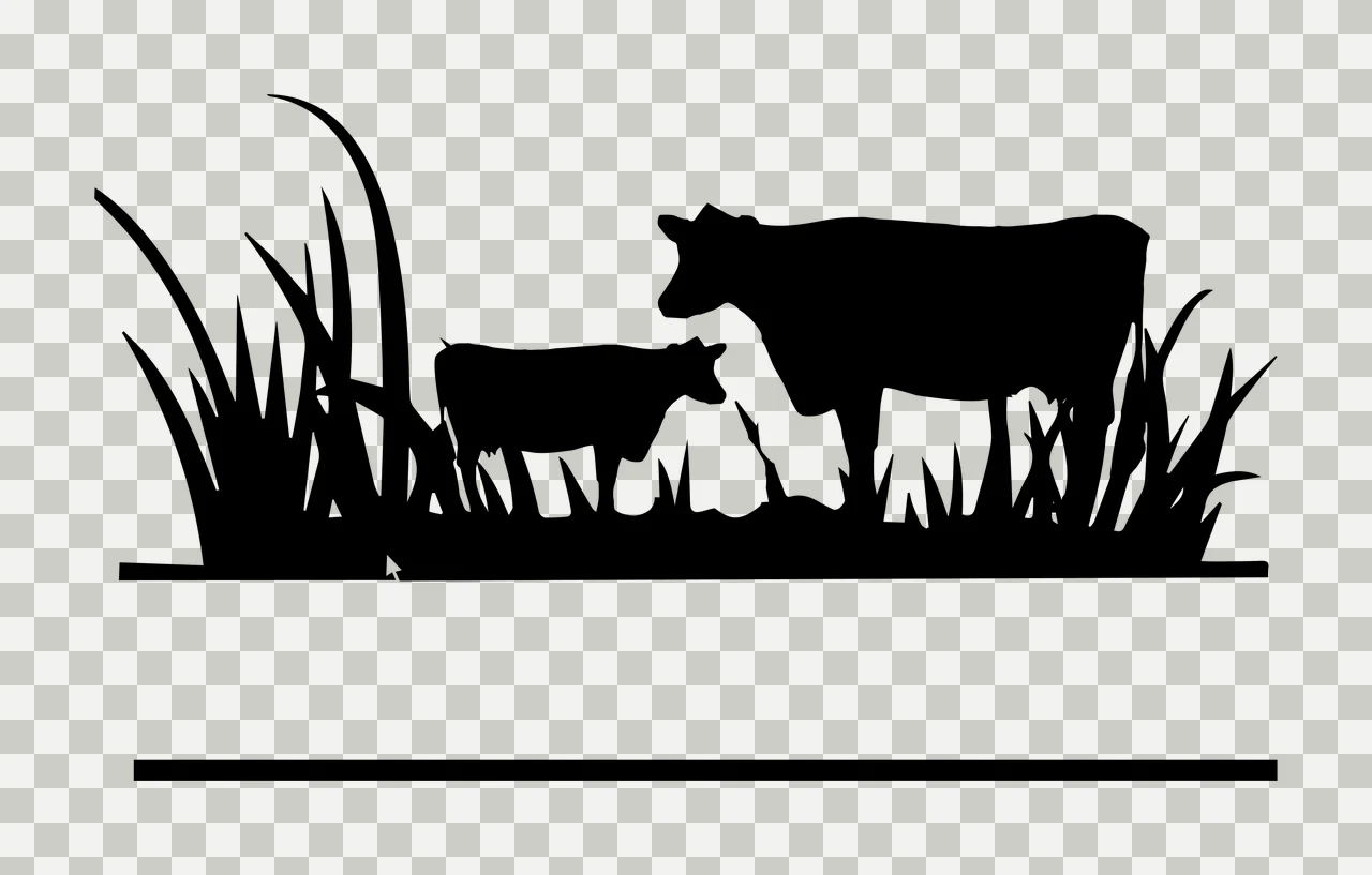 Cow Can Glass Wrap Two Cows In Grass standing horizontal bars transparency and detail preview thumbnail