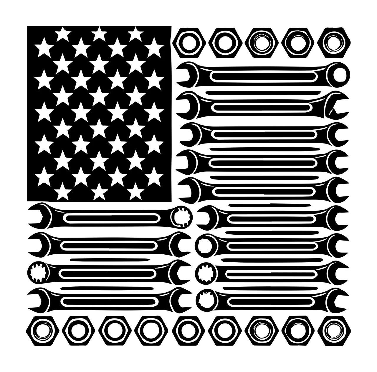 Mechanic Tools And Flag Graphic Design displaying star wrench