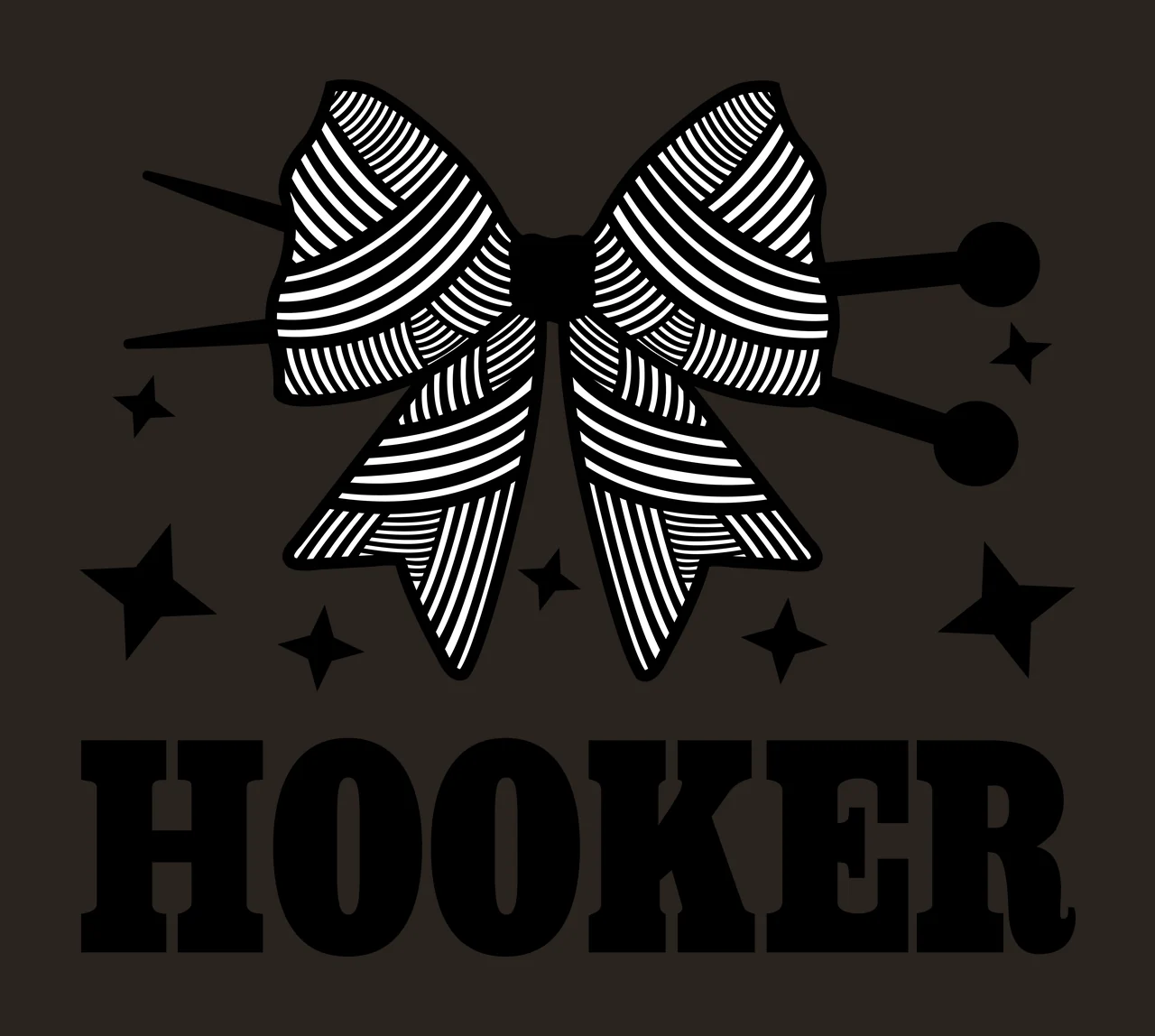 Hooker Bow With Knitting Needles centered stars black white contrast preview thumbnail