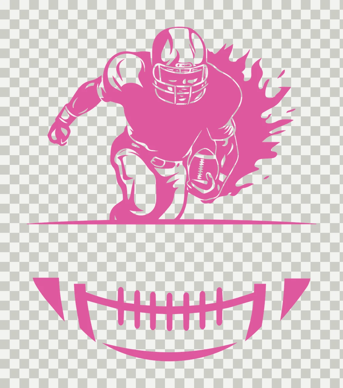Football Player Sprinting With Ball running fire high contrast graphic transparency and detail preview thumbnail