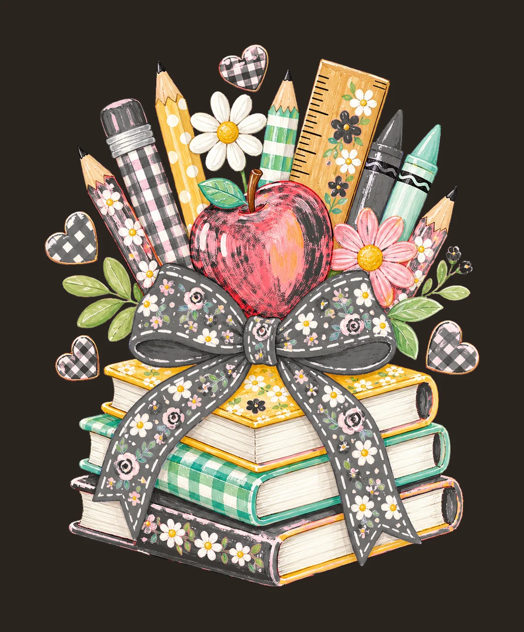 Preppy Back to School Floral Girly sublimation Variation C contrast preview thumbnail