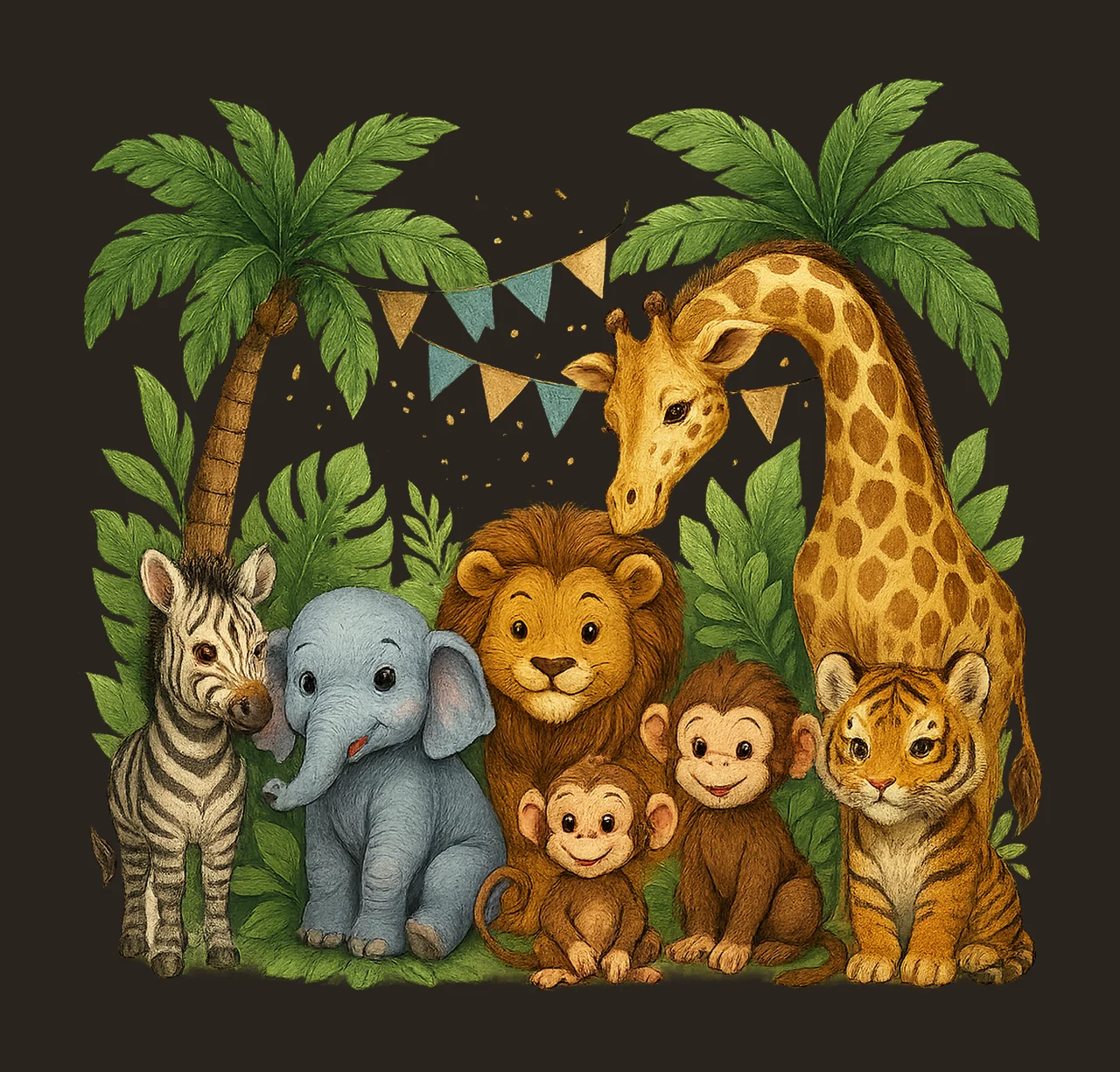Giraffe Safari Baby Animals Watercolor Kids Sublimation contrast preview thumbnail