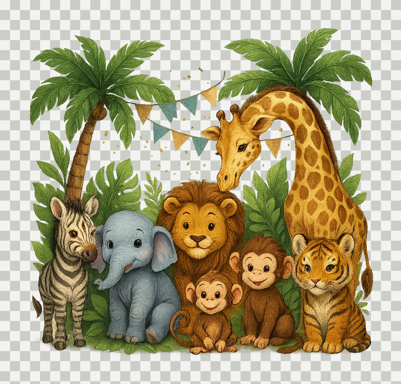 Giraffe Safari Baby Animals Watercolor Kids Sublimation transparency and detail preview thumbnail