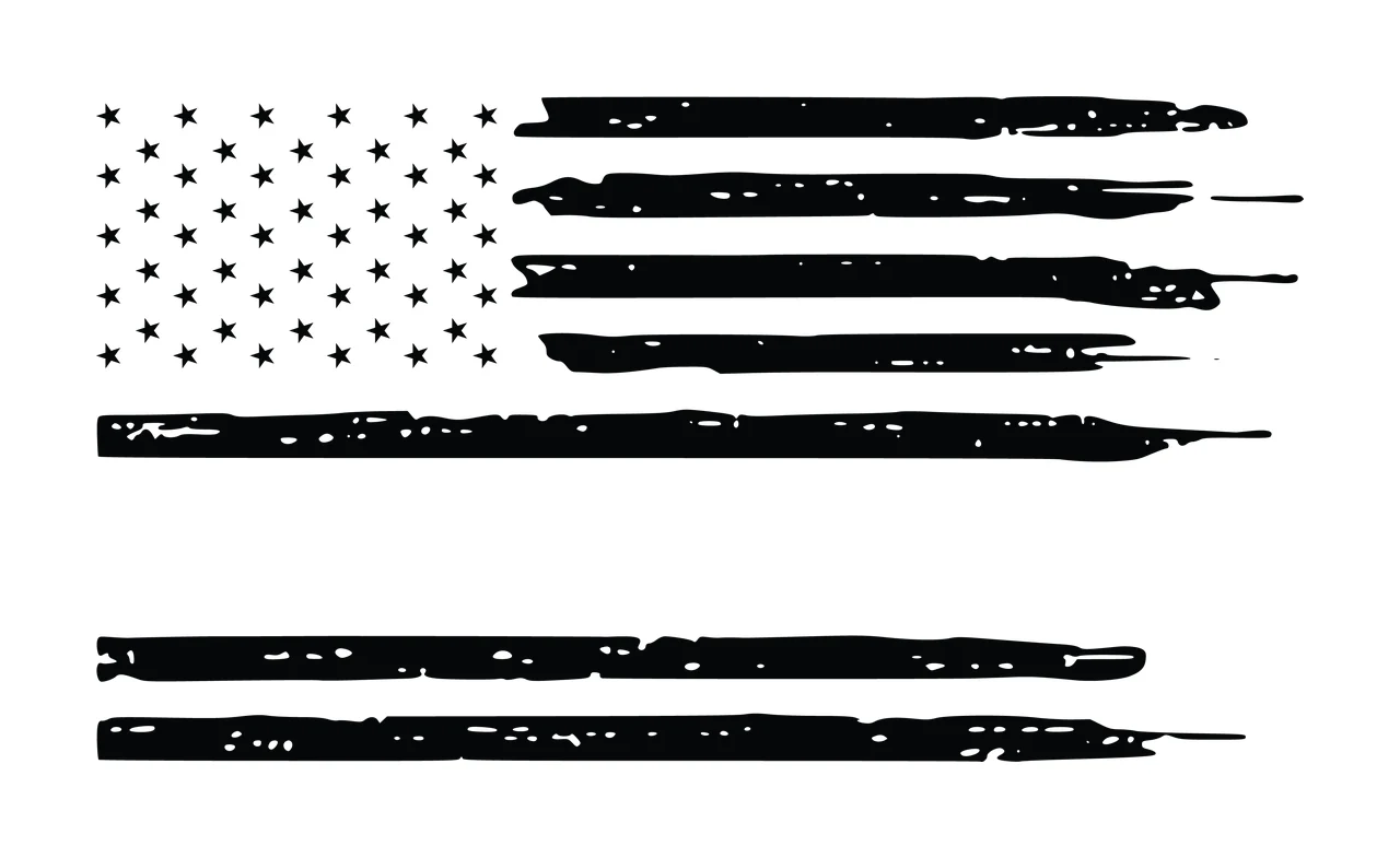 Flag Horizontal Graphic With Stars And Multiple Distressed stripes
