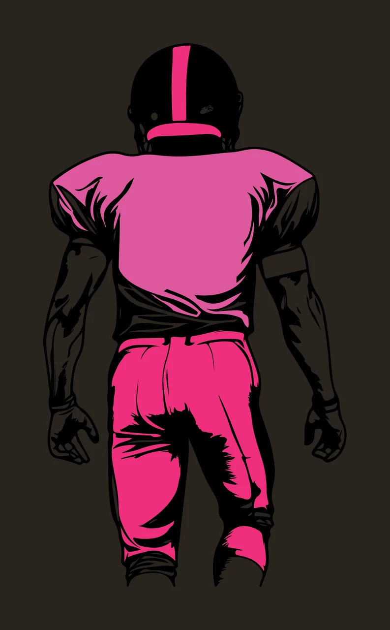 Football Player In Helmet Back View standing jersey pants line drawing contrast preview thumbnail