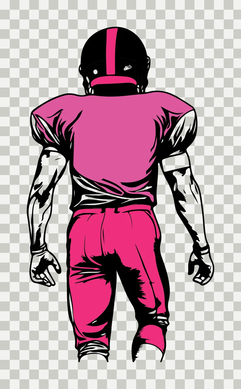 Football Player In Helmet Back View standing jersey pants line drawing transparency and detail preview thumbnail