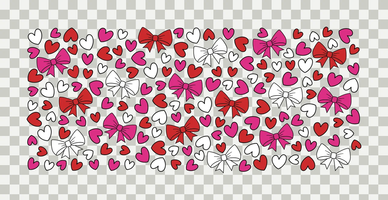 Bow Can Glass Wrap And Heart Pattern Black minimalist white transparency and detail preview thumbnail