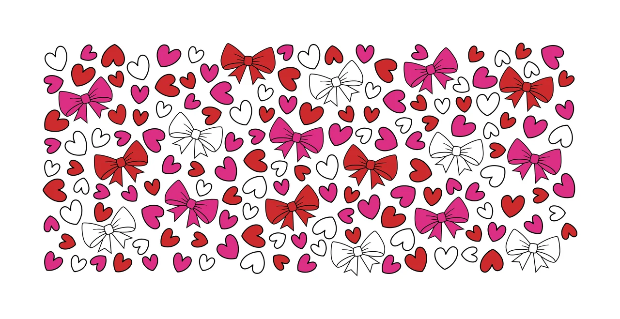 Bow Can Glass Wrap And Heart Pattern Black minimalist white
