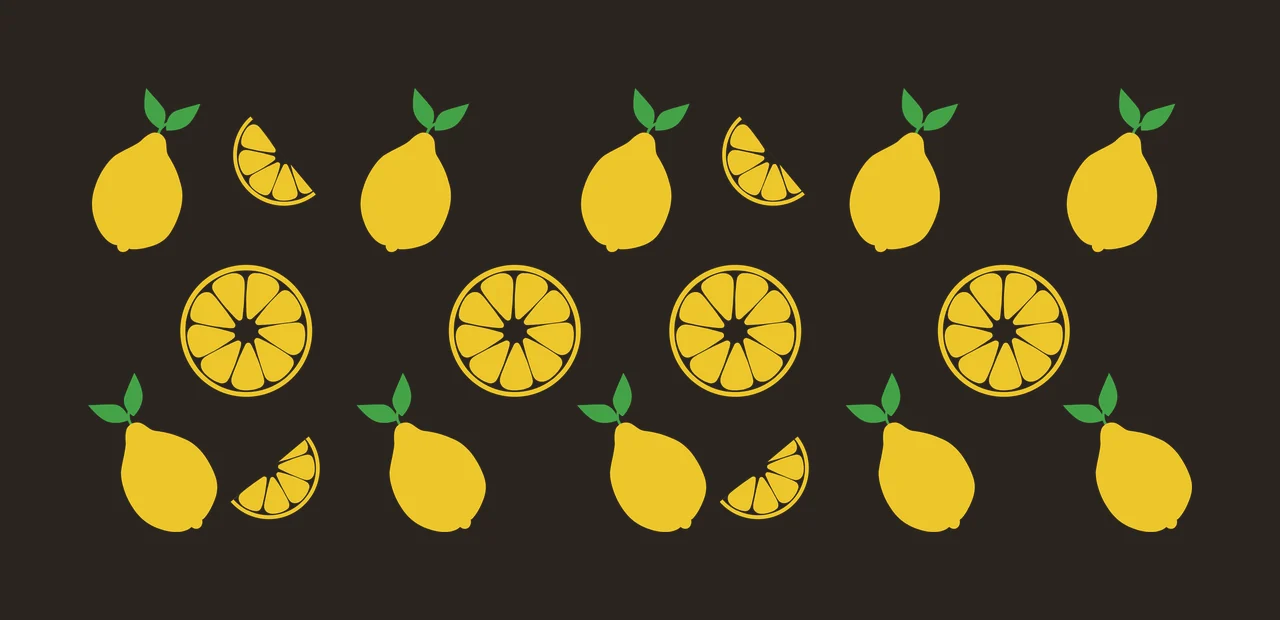 Lemons and lemon slices Illustration with whole yellow lemons, green leaves, round lemon slices and lemon wedges in white contrast preview thumbnail