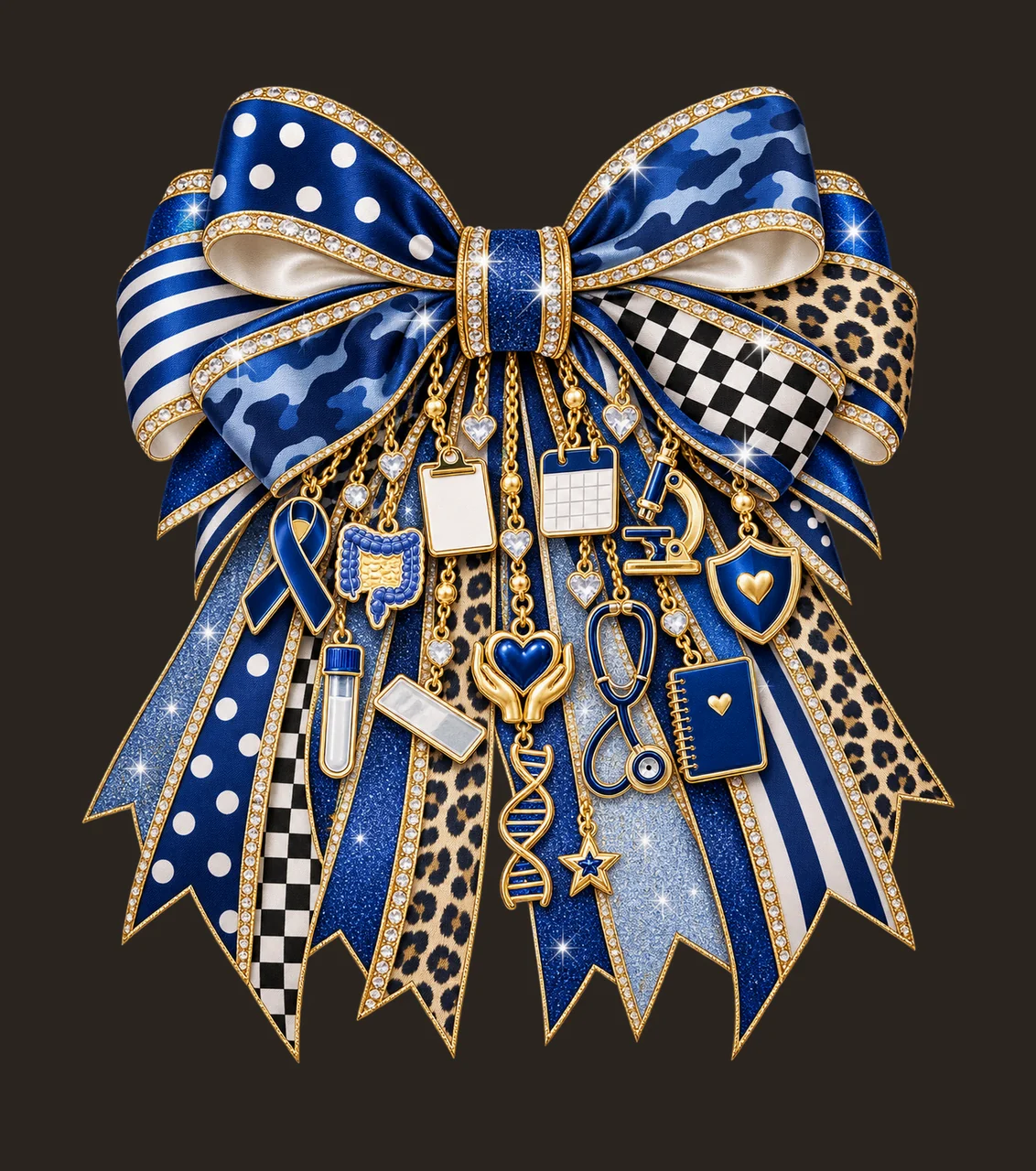 Colorectal Cancer Awareness Bow Charm PNG, Themed Gold Chain Charms, Coquette Ribbon Sublimation Design, Transparent Digital Download contrast preview thumbnail