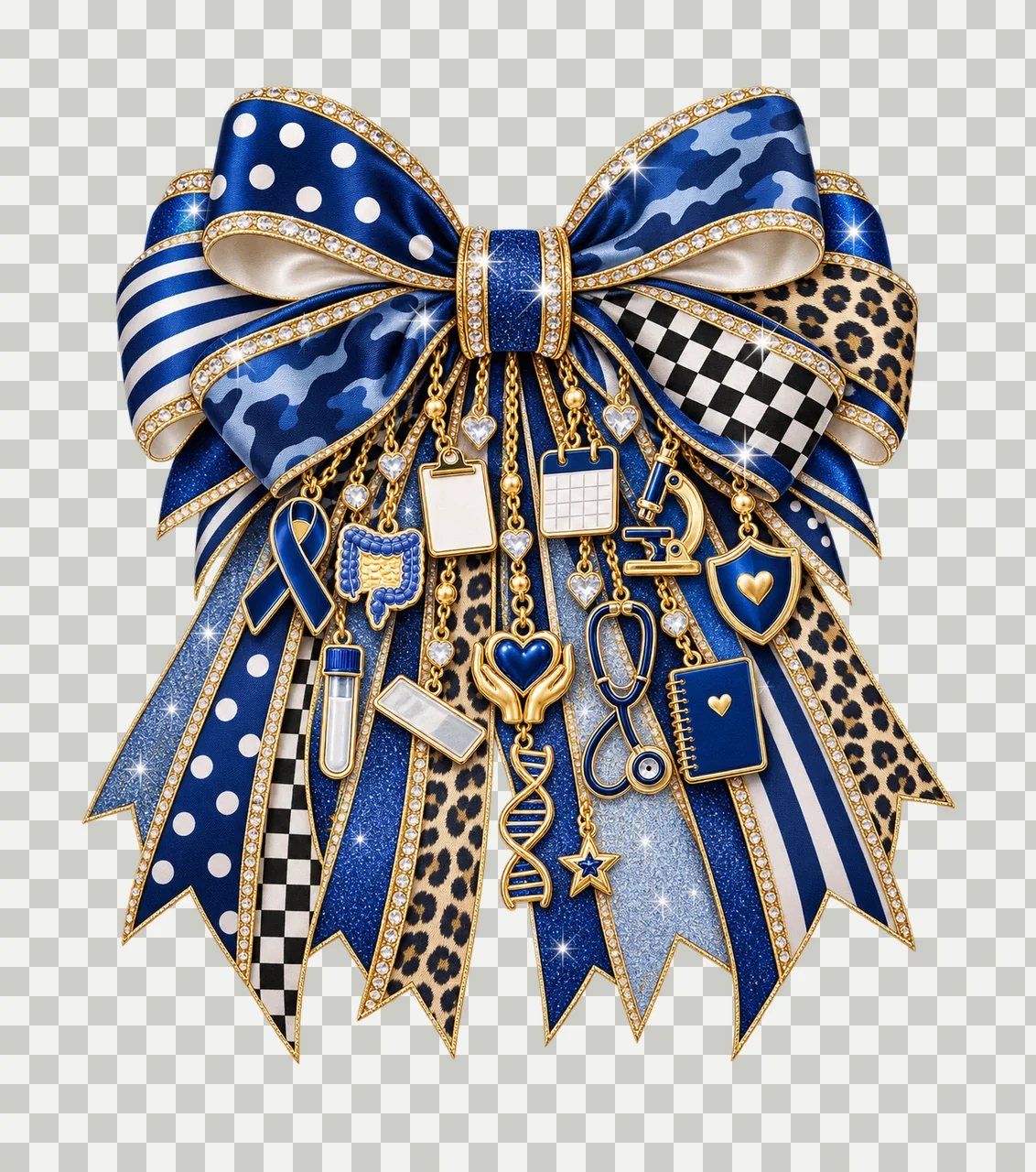 Colorectal Cancer Awareness Bow Charm PNG, Themed Gold Chain Charms, Coquette Ribbon Sublimation Design, Transparent Digital Download transparency and detail preview thumbnail