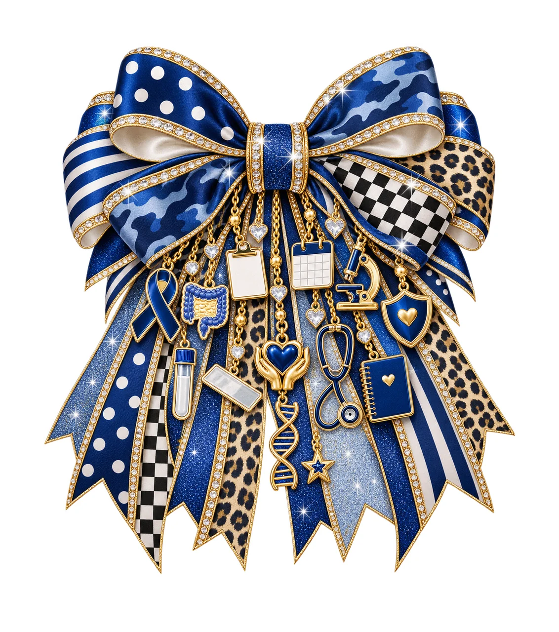 Colorectal Cancer Awareness Bow Charm PNG, Themed Gold Chain Charms, Coquette Ribbon Sublimation Design, Transparent Digital Download