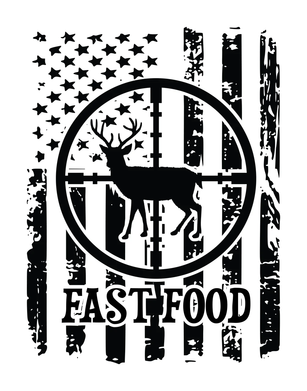 Fast Food Flag Single Deer Silhouette Inside standing scope