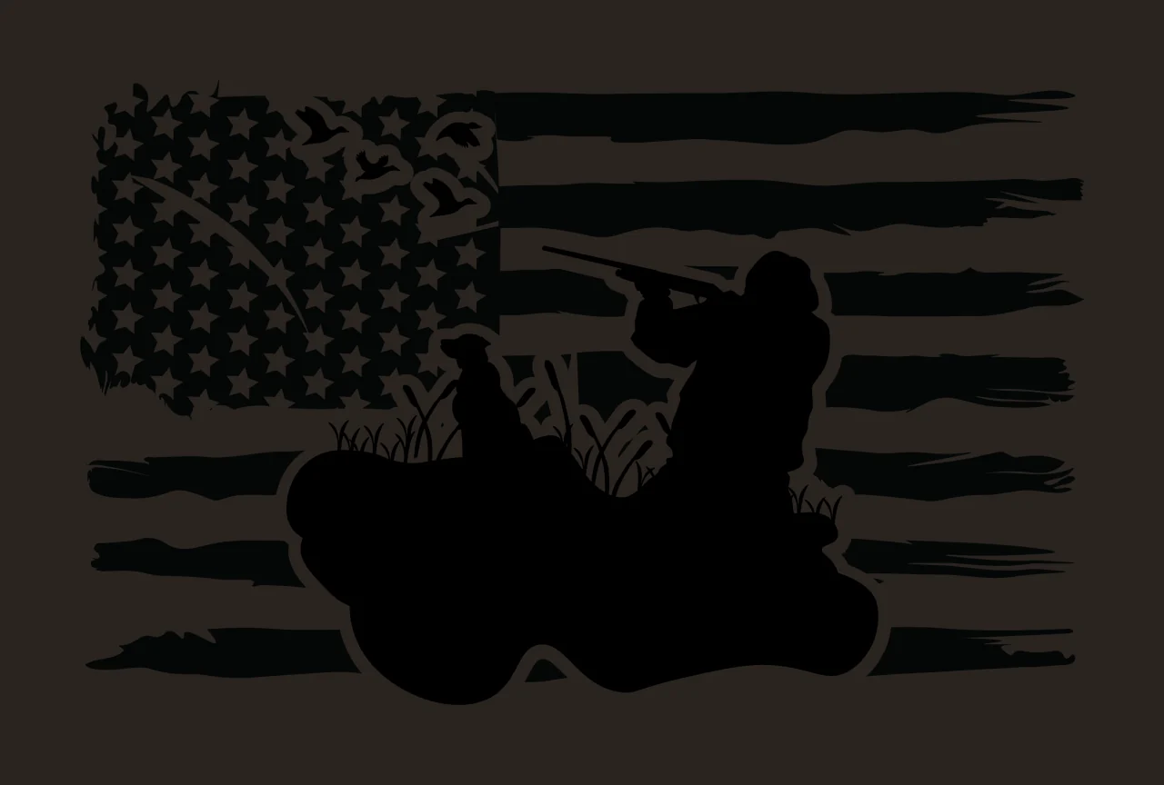Flag Silhouette With Person Hunting waving stars stripes hunter contrast preview thumbnail
