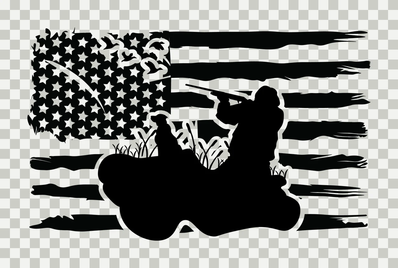 Flag Silhouette With Person Hunting waving stars stripes hunter transparency and detail preview thumbnail