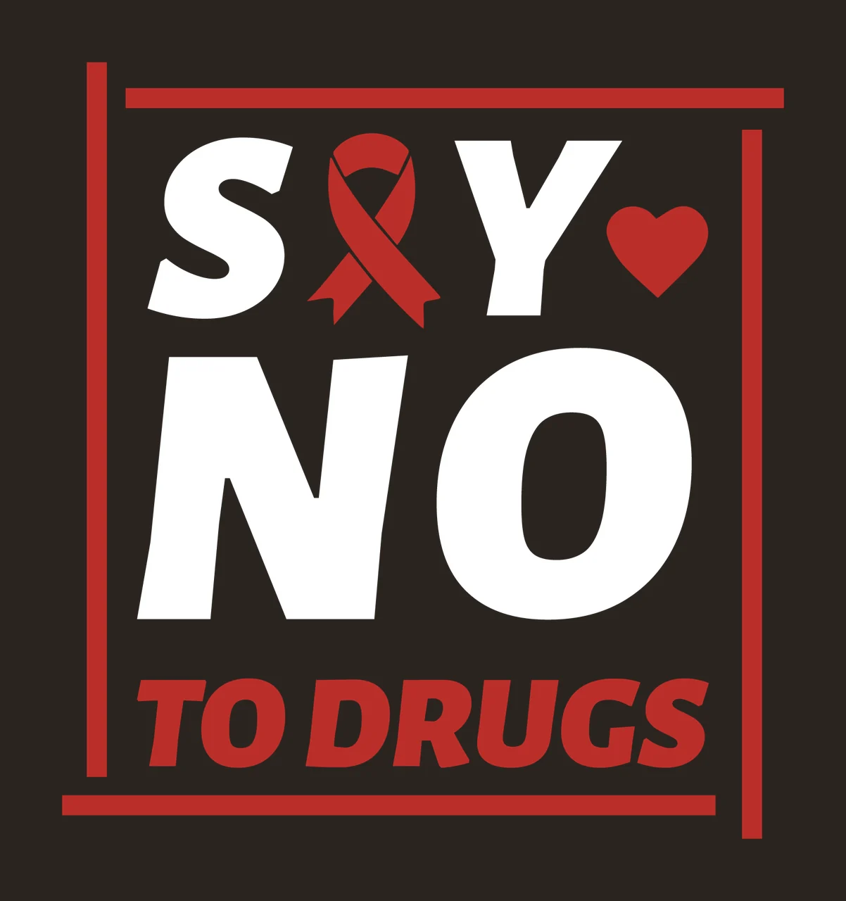White Awareness Sign With Heart And Ribbon frame graphic black contrast preview thumbnail