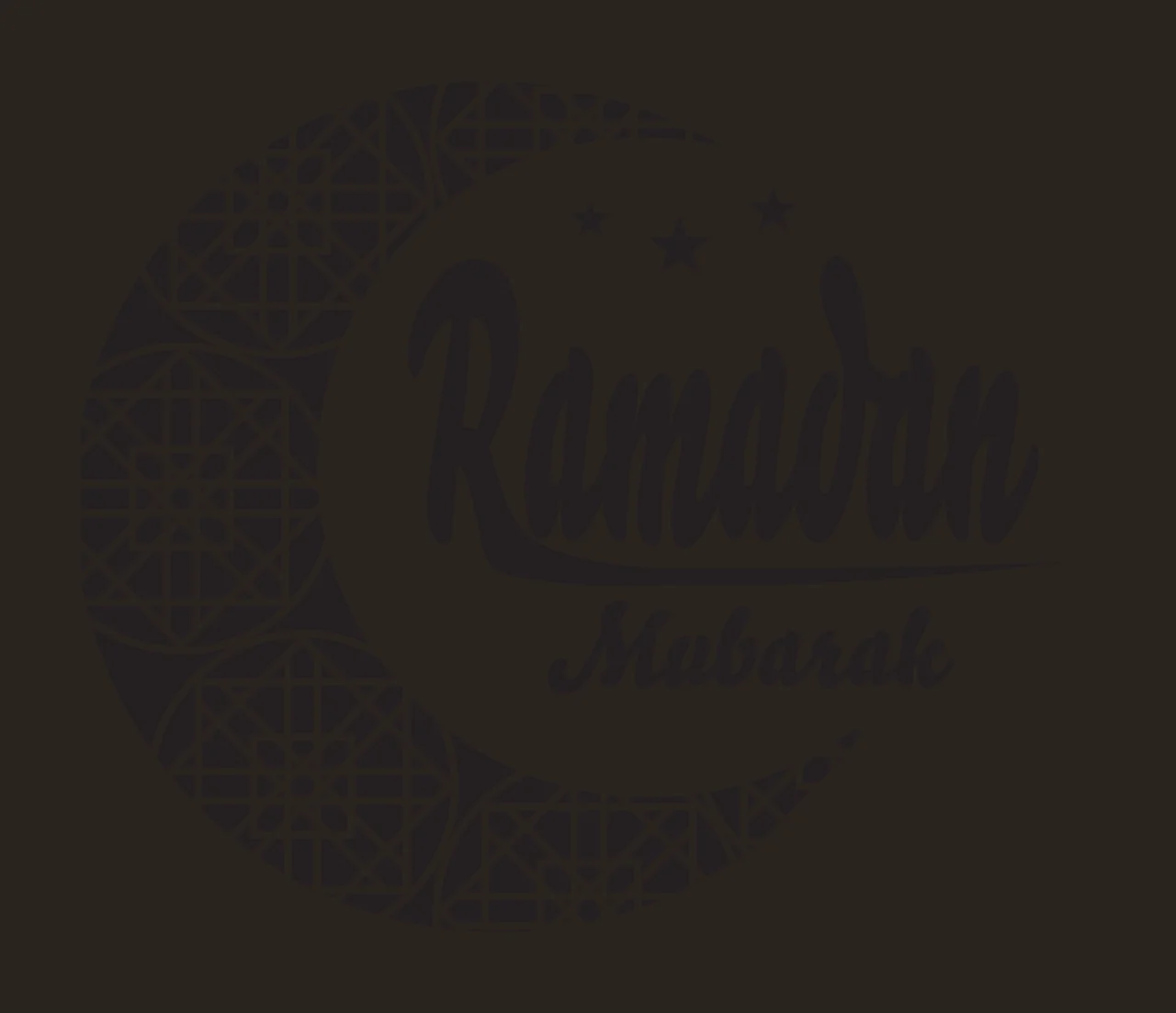 Ramadan Mubarak Ramadan Mubarak greeting logo Design with black crescent moon, white geometric Islamic patterns, three stars and text 'Ramadan Mubarak' contrast preview thumbnail