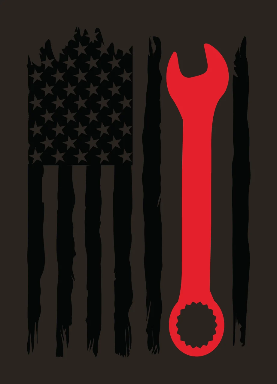 Flag A Vertical Wrench Silhouette Beside Distressed Graphic stars contrast preview thumbnail