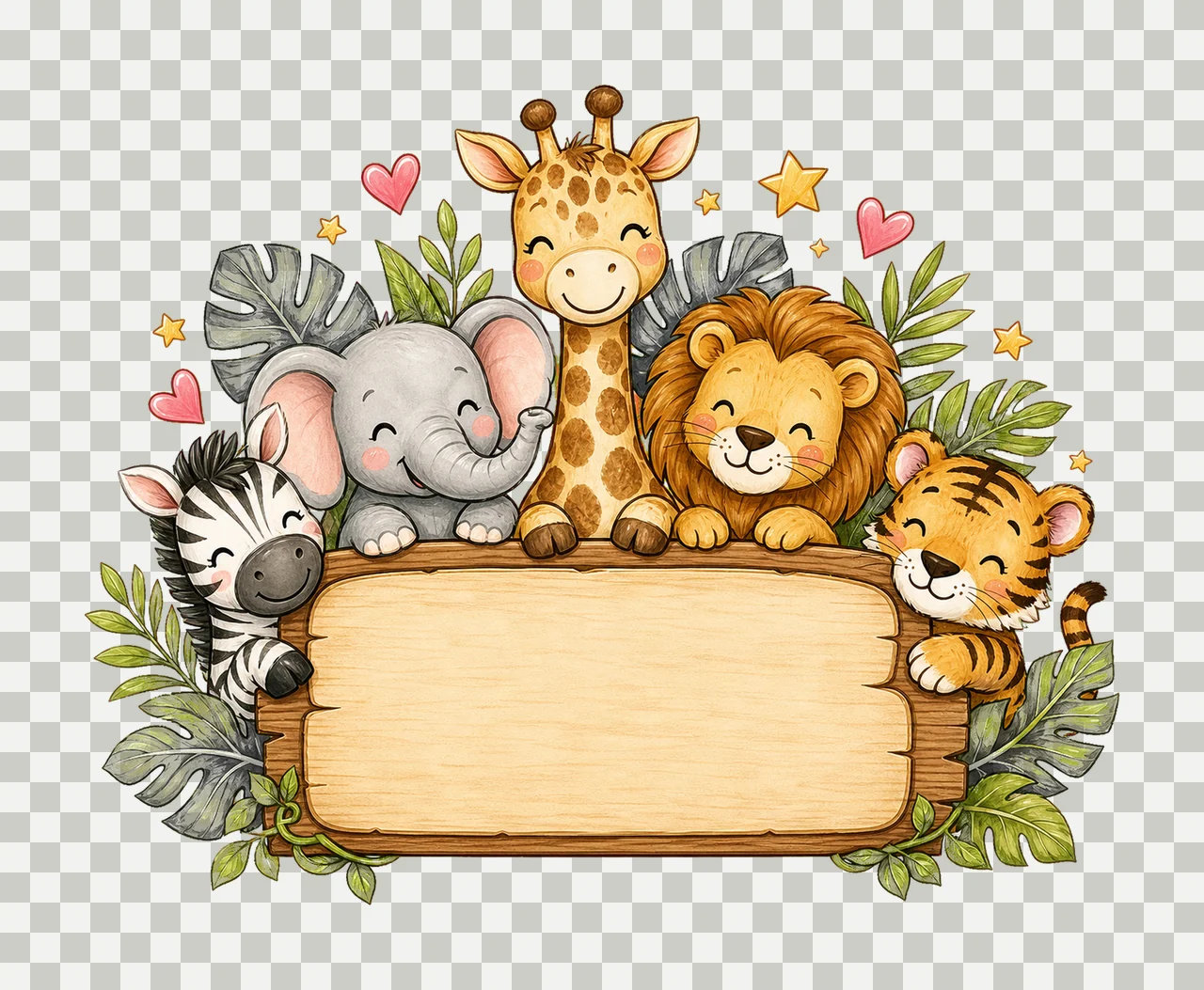 Girl Zoo Name Plate Frame Design Hand Drawn Variation G transparency and detail preview thumbnail
