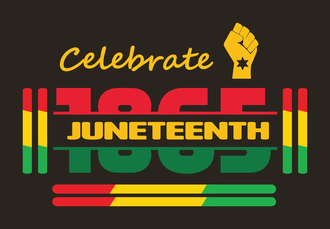 Black Celebrate 1865 Juneteenth Text Graphic raised fist star contrast preview thumbnail