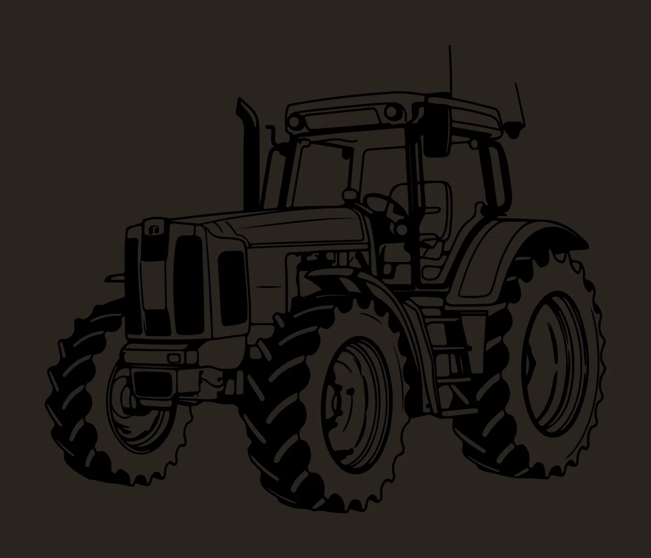 Farm Tractor With Exhaust Smoke Stack stationary wheels tires contrast preview thumbnail