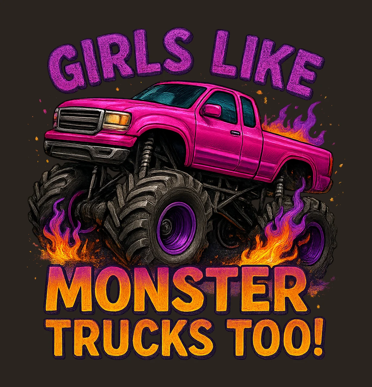 Girls Like Monster Trucks Too Sublimation Design Monster contrast preview thumbnail