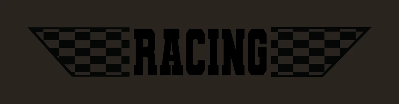 Racing Word Label Flanked By Two Checkered Flag text pattern contrast preview thumbnail