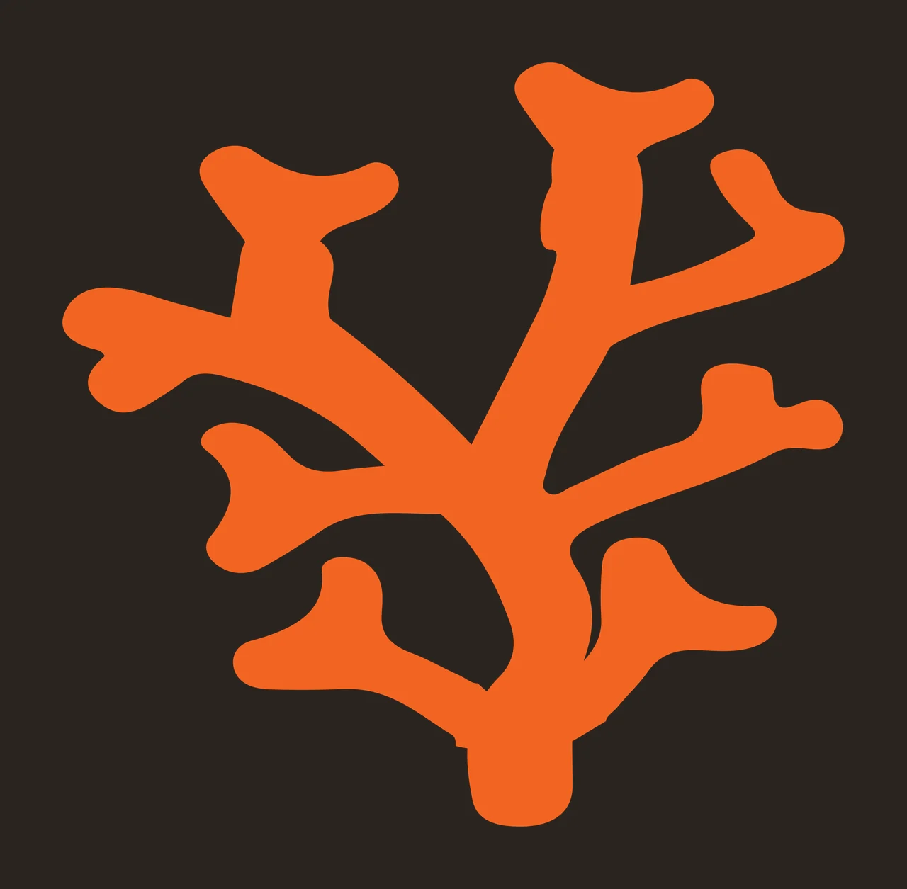 Silhouette Design of coral with coral branch, rounded tips, reef and ocean in orange contrast preview thumbnail