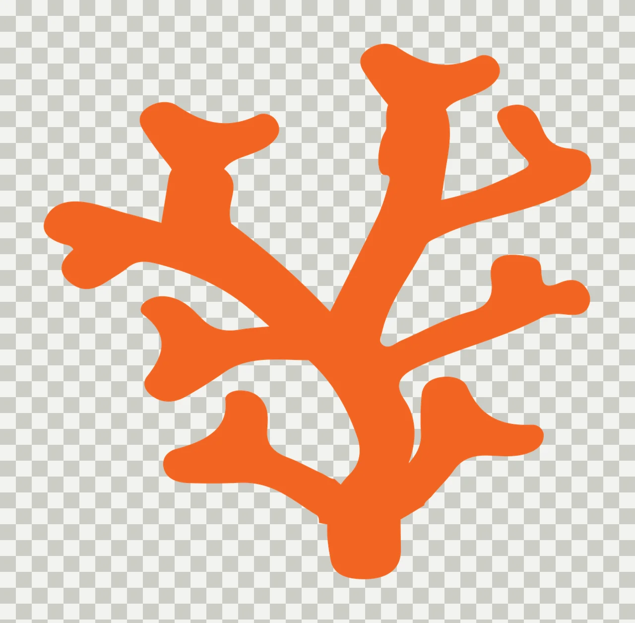 Silhouette Design of coral with coral branch, rounded tips, reef and ocean in orange transparency and detail preview thumbnail