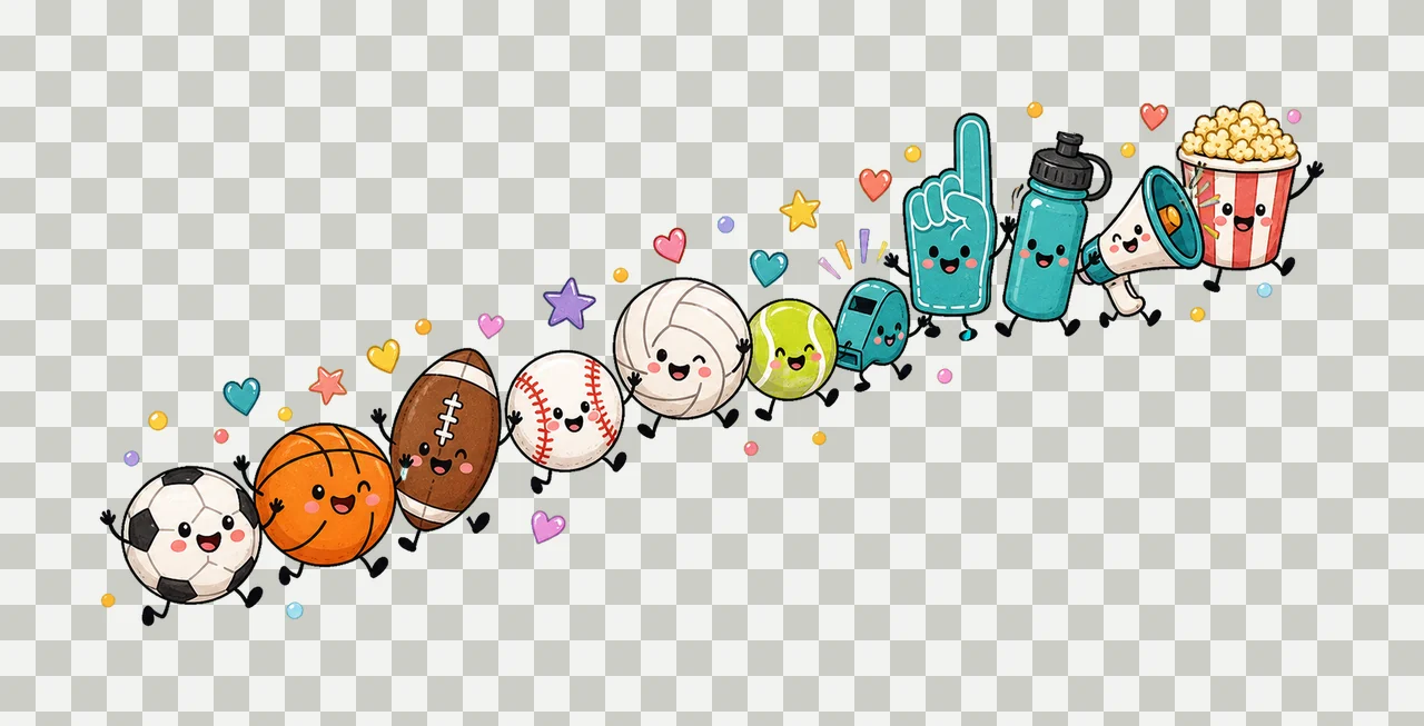 Cute Sports Balls Soccer Game Day Doodle Variation A transparency and detail preview thumbnail