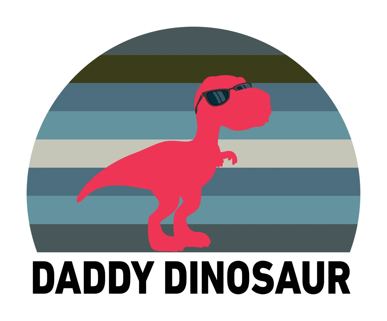 Daddy Dinosaur Silhouette With Setting Sun standing semicircle