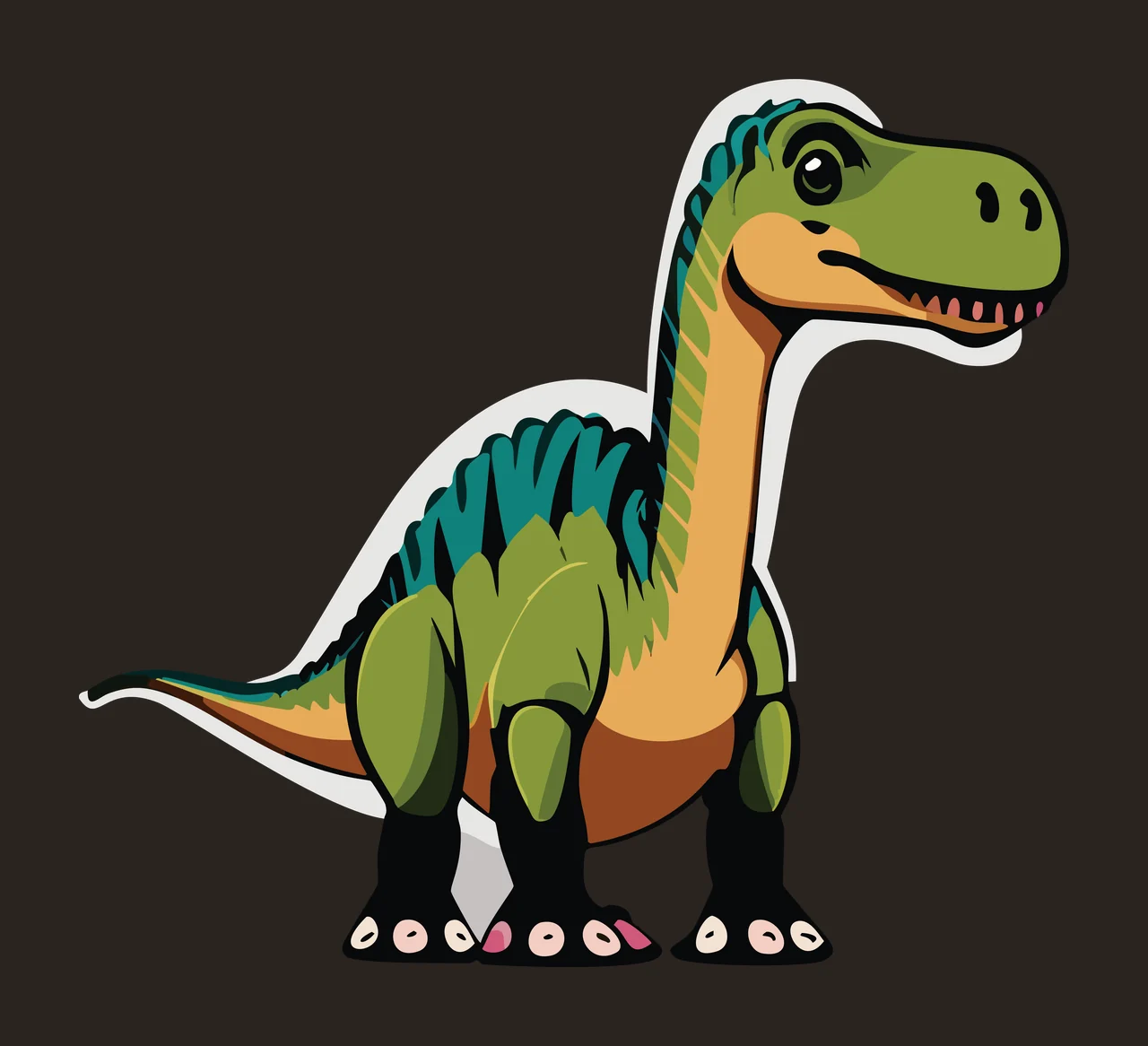 Dinosaur Black Silhouette Facing Forward standing white animal contrast preview thumbnail