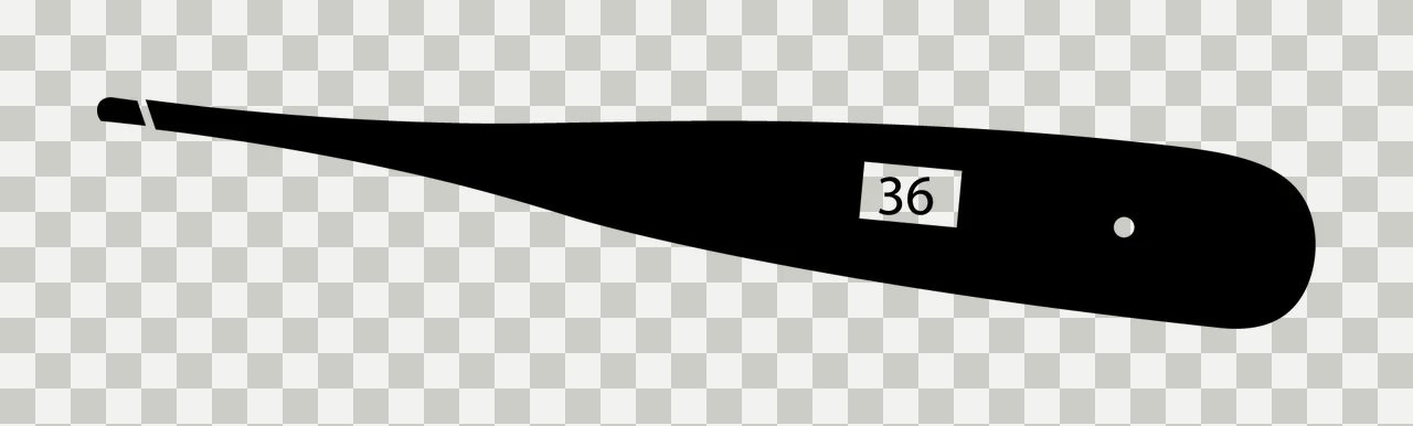36 Long Black Thermometer Displaying The Number lying horizontal transparency and detail preview thumbnail