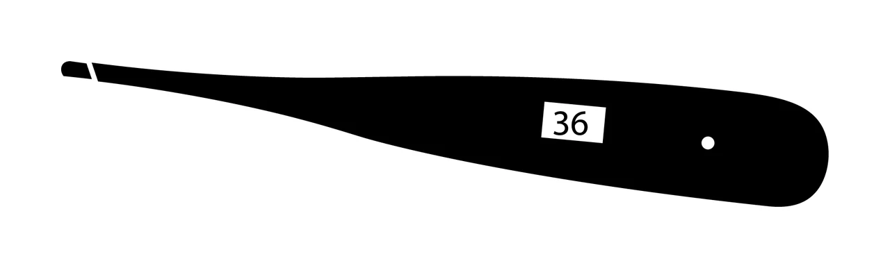 36 Long Black Thermometer Displaying The Number lying horizontal