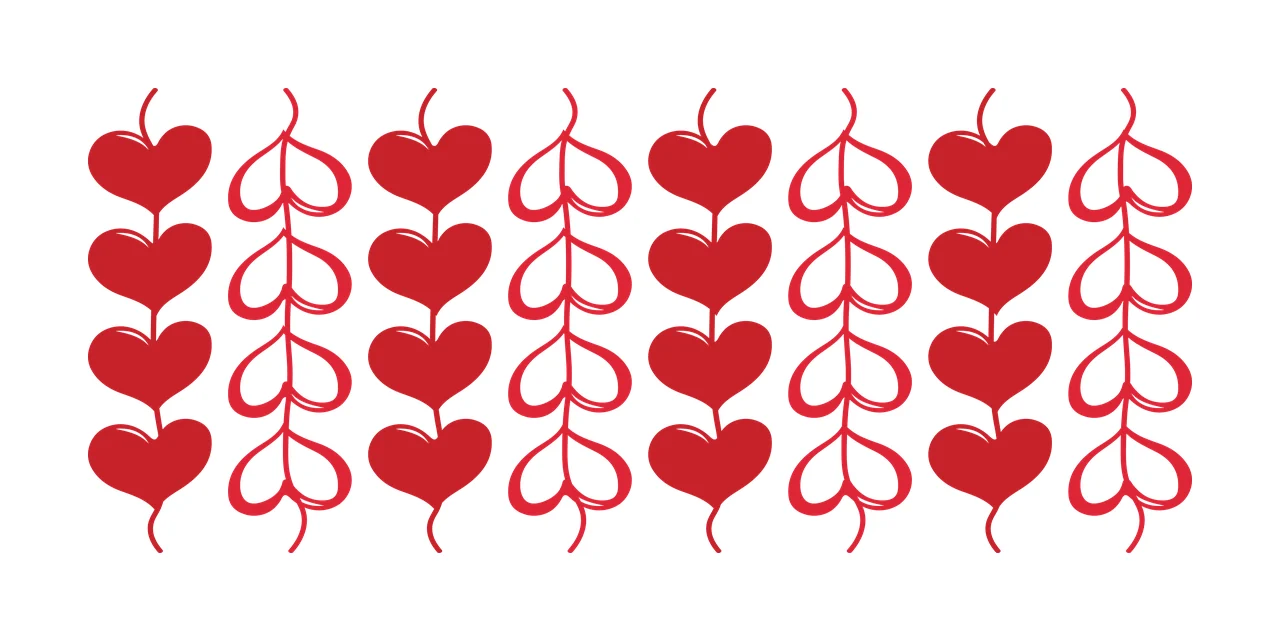 Hearts Can Glass Wrap Vertical Columns Of Heart shapes lines