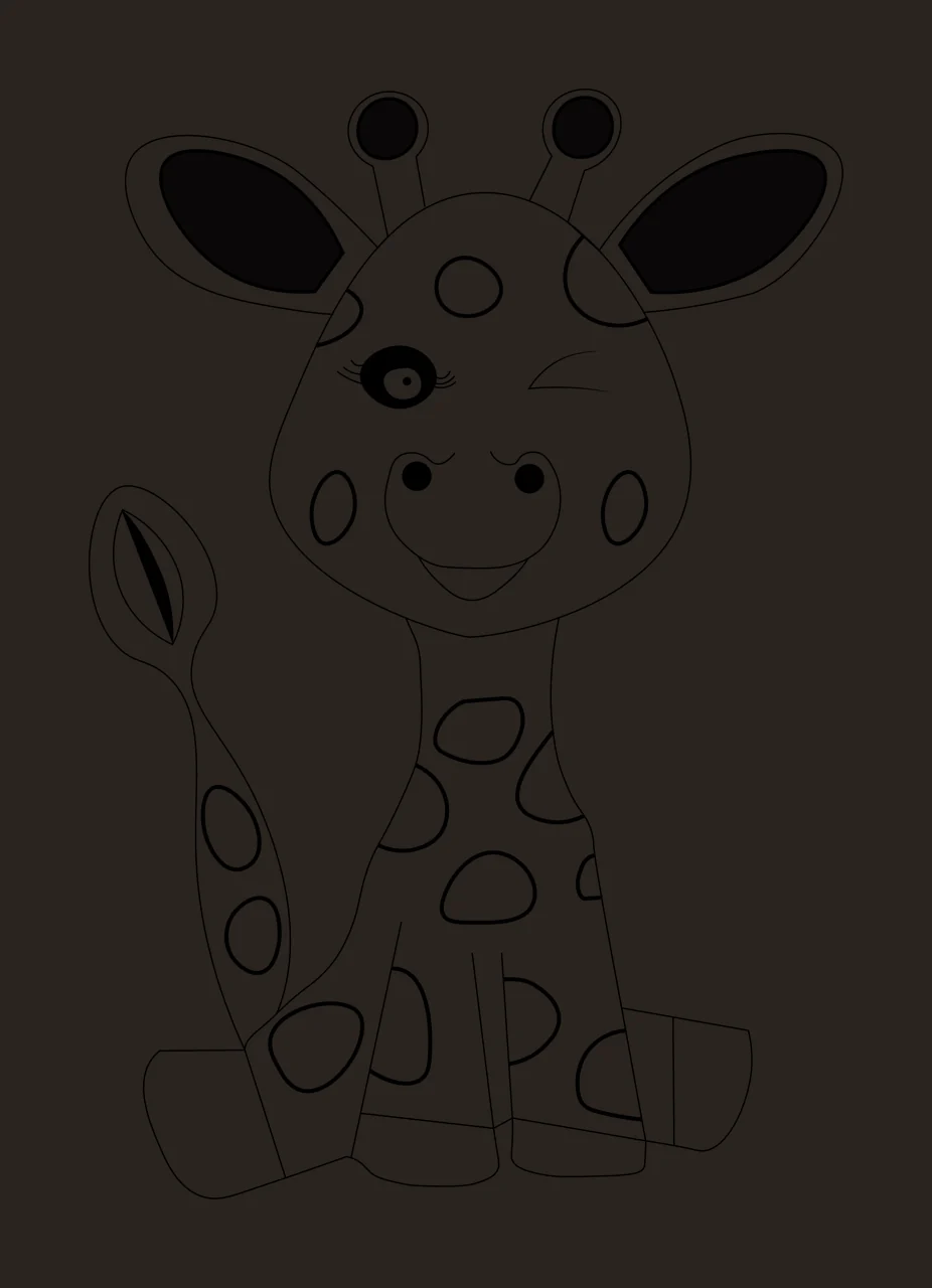 Animal Cute Winking Giraffe Line Drawing Sit Spots art Black contrast preview thumbnail