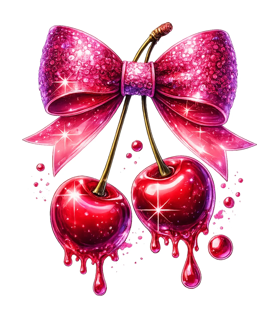 Dripping Cherry Artwork Watercolor Set Glamorous Bows DIY