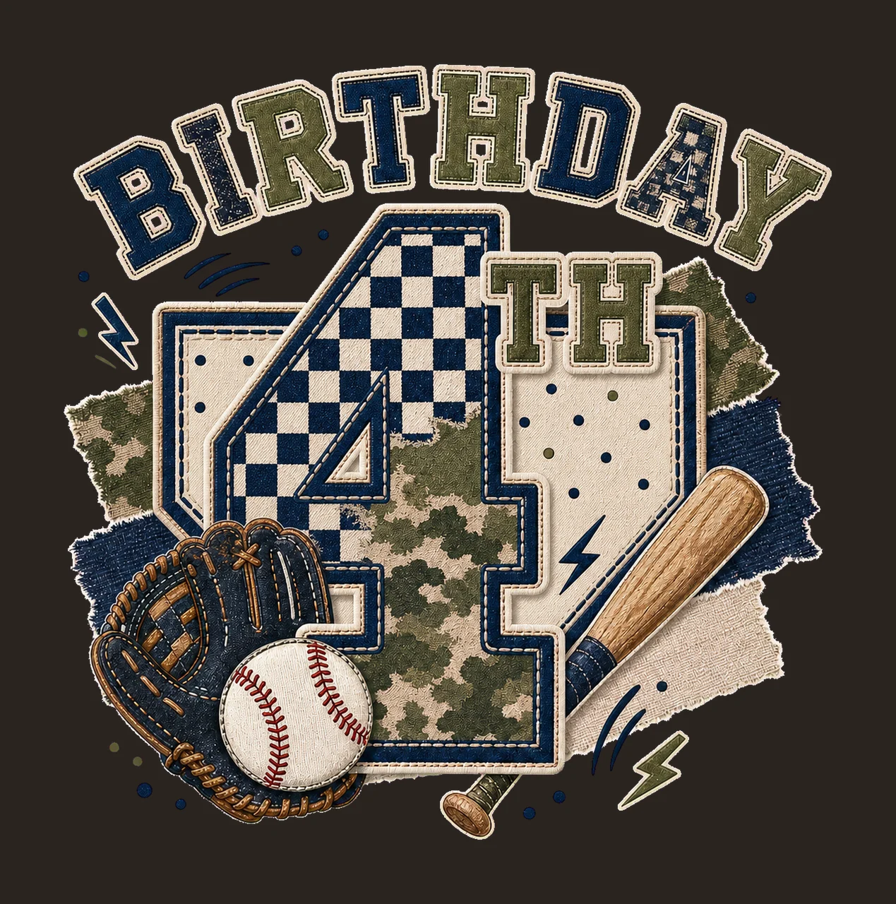Star Camo Baseball Birthday age 04 contrast preview thumbnail