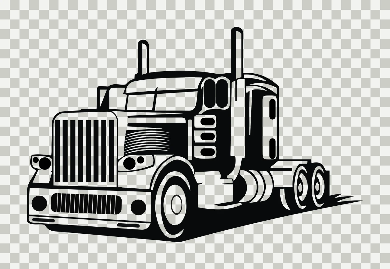 Truck Black Silhouette wheels exhaust pipes vehicle transport transparency and detail preview thumbnail