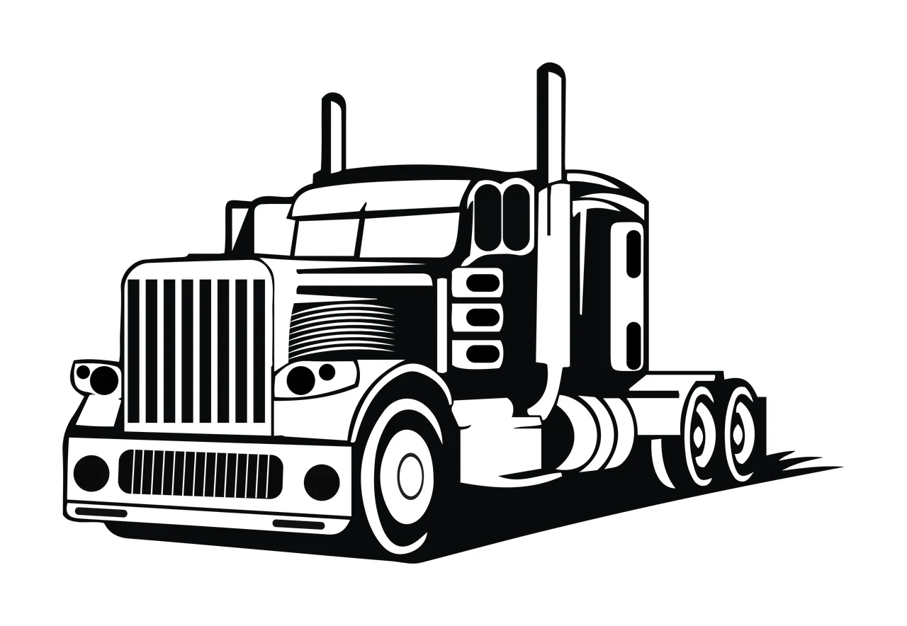 Truck Black Silhouette wheels exhaust pipes vehicle transport